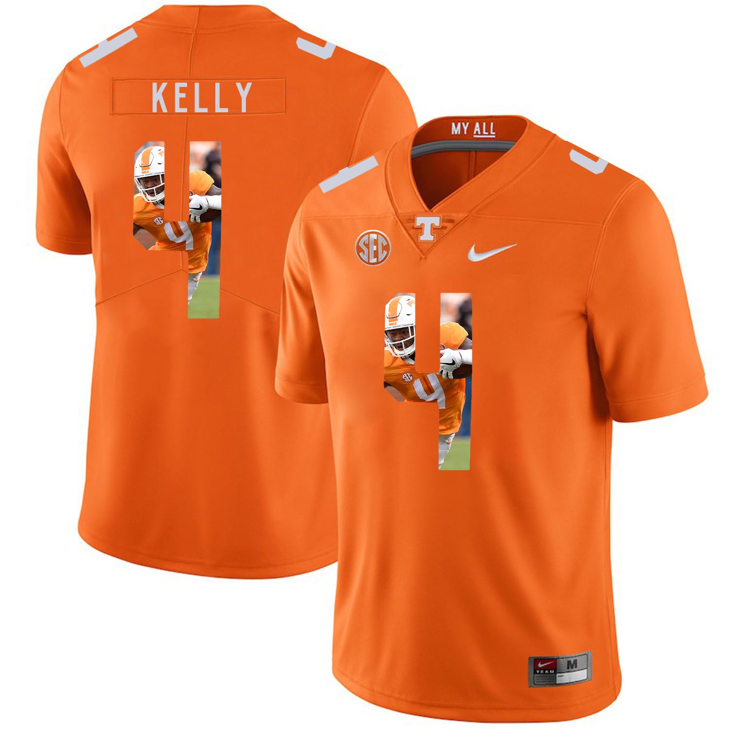 Men Tennessee Volunteers #4 Kelly Orange Fashion Edition Customized NCAA Jerseys->customized ncaa jersey->Custom Jersey